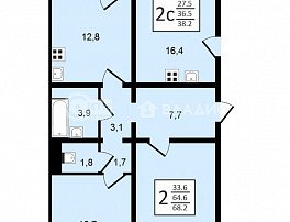 2-комнатная квартира, 68 м2
