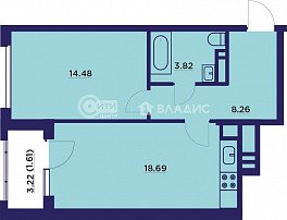 1-комнатная квартира, 48.87 м2