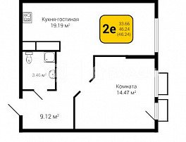 1-комнатная квартира, 46.24 м2