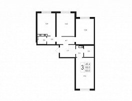 3-комнатная квартира, 85 м2