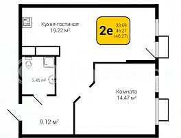 1-комнатная квартира, 46.27 м2