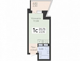1-комнатная квартира, 23.16 м2