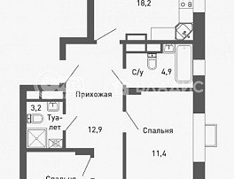 3-комнатная квартира, 82.3 м2