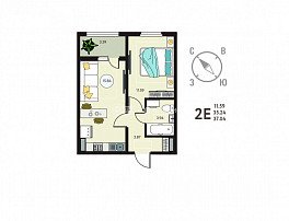 1-комнатная квартира, 37.04 м2