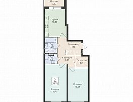 2-комнатная квартира, 70.49 м2