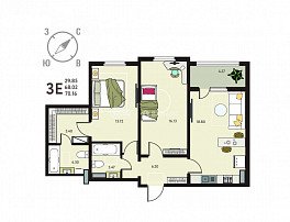 2-комнатная квартира, 70.16 м2