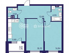2-комнатная квартира, 64.49 м2