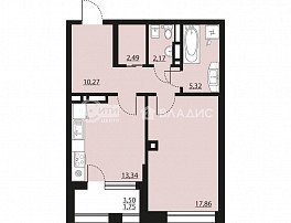1-комнатная квартира, 53.2 м2