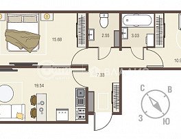 2-комнатная квартира, 63.14 м2