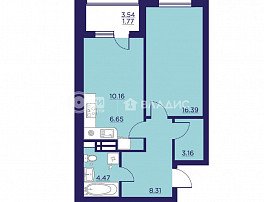 1-комнатная квартира, 50.91 м2