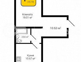 1-комнатная квартира, 45.79 м2