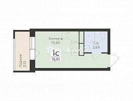 1-комнатная квартира, 15.6 м2