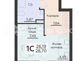 1-комнатная квартира, 28.7 м2