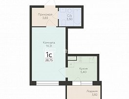 1-комнатная квартира, 28.75 м2