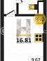 1-комнатная квартира, 16.81 м2, эт. 4, id: 705428, фото 1