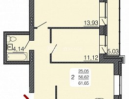 2-комнатная квартира, 59.52 м2