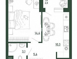 1-комнатная квартира, 35 м2