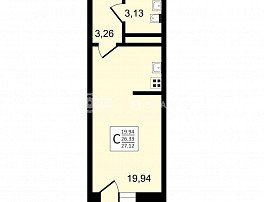1-комнатная квартира, 27.12 м2