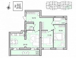 2-комнатная квартира, 81.24 м2