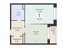 1-комнатная квартира, 42.24 м2
