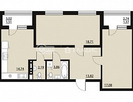 2-комнатная квартира, 73.22 м2