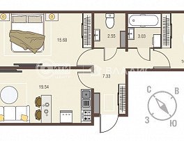 2-комнатная квартира, 63.14 м2