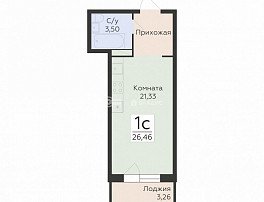 1-комнатная квартира, 26.46 м2