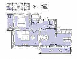 2-комнатная квартира, 75.89 м2