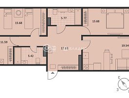 3-комнатная квартира, 95.45 м2