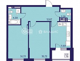 2-комнатная квартира, 64.21 м2