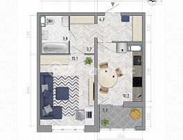 1-комнатная квартира, 39.4 м2
