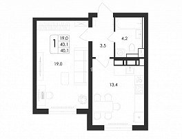 1-комнатная квартира, 40 м2