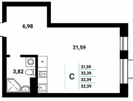 1-комнатная квартира, 32.39 м2