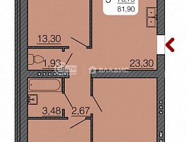 3-комнатная квартира, 79.33 м2