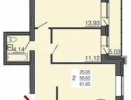 2-комнатная квартира, 59.52 м2