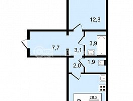 2-комнатная квартира, 49.2 м2