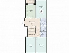 3-комнатная квартира, 91.45 м2