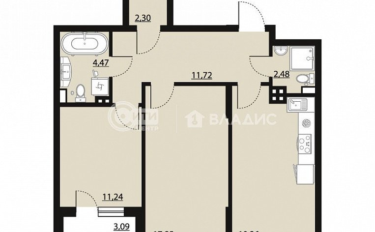 2-комнатная квартира, 68.88 м2, эт. 4, id: 1062704, фото 10