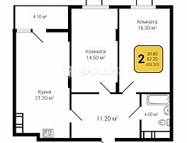 2-комнатная квартира, 69.3 м2