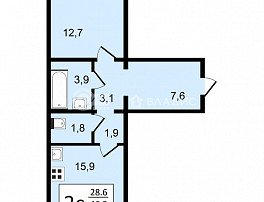 2-комнатная квартира, 48.7 м2