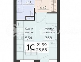 1-комнатная квартира, 23.65 м2