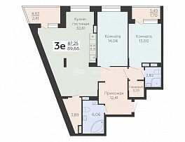 3-комнатная квартира, 89.66 м2