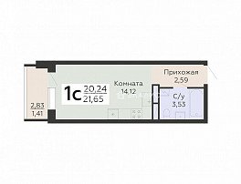 1-комнатная квартира, 21.65 м2