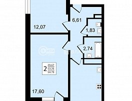 2-комнатная квартира, 54.79 м2