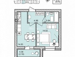 1-комнатная квартира, 39.76 м2