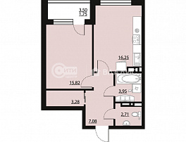 1-комнатная квартира, 50.84 м2