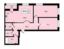 3-комнатная квартира, 89.2 м2