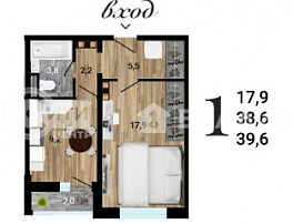 1-комнатная квартира, 39.6 м2