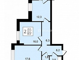 2-комнатная квартира, 65.4 м2