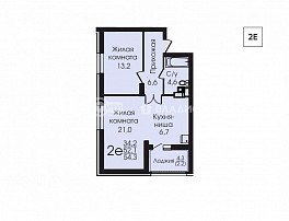 2-комнатная квартира, 53.7 м2